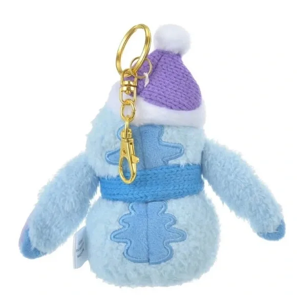 Japan Disney Store Christmas Snowman Plush Keychain STITCH Blue - NEW - Picture 2 of 5